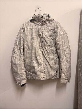 Women's Silver Ski Jacket with Hood - Lightweight Insulated Shell